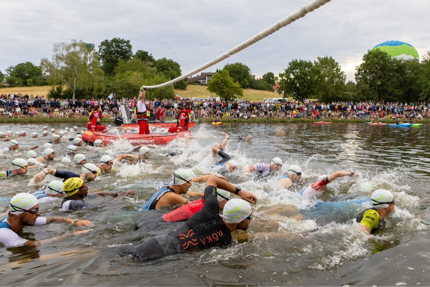 Swim start of Challenge Roth 2025.